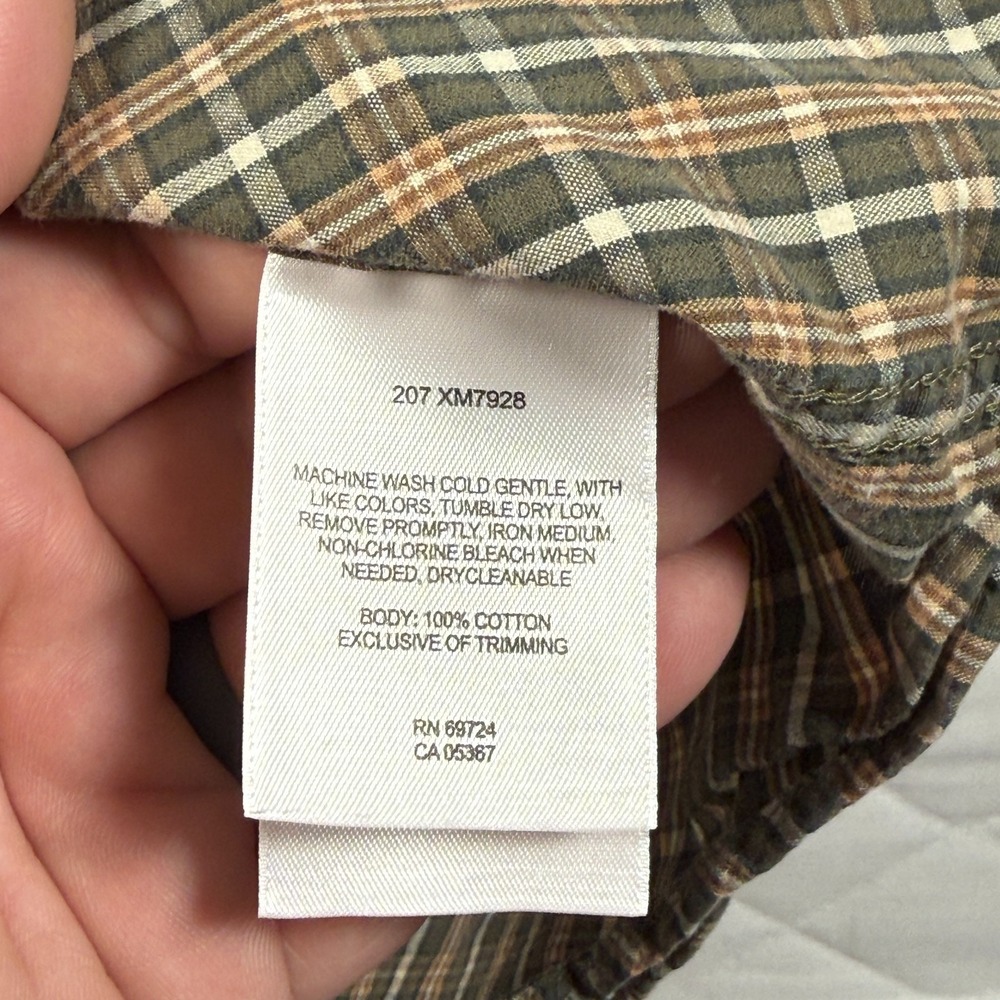 Columbia Men's XXL Plaid Button Front Shirt 100% Cotton Long Sleeve Brown Blue - Picture 6 of 6